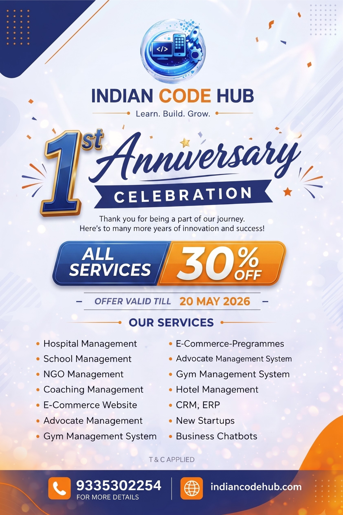 Indian Code Hub 1st Anniversary Offer